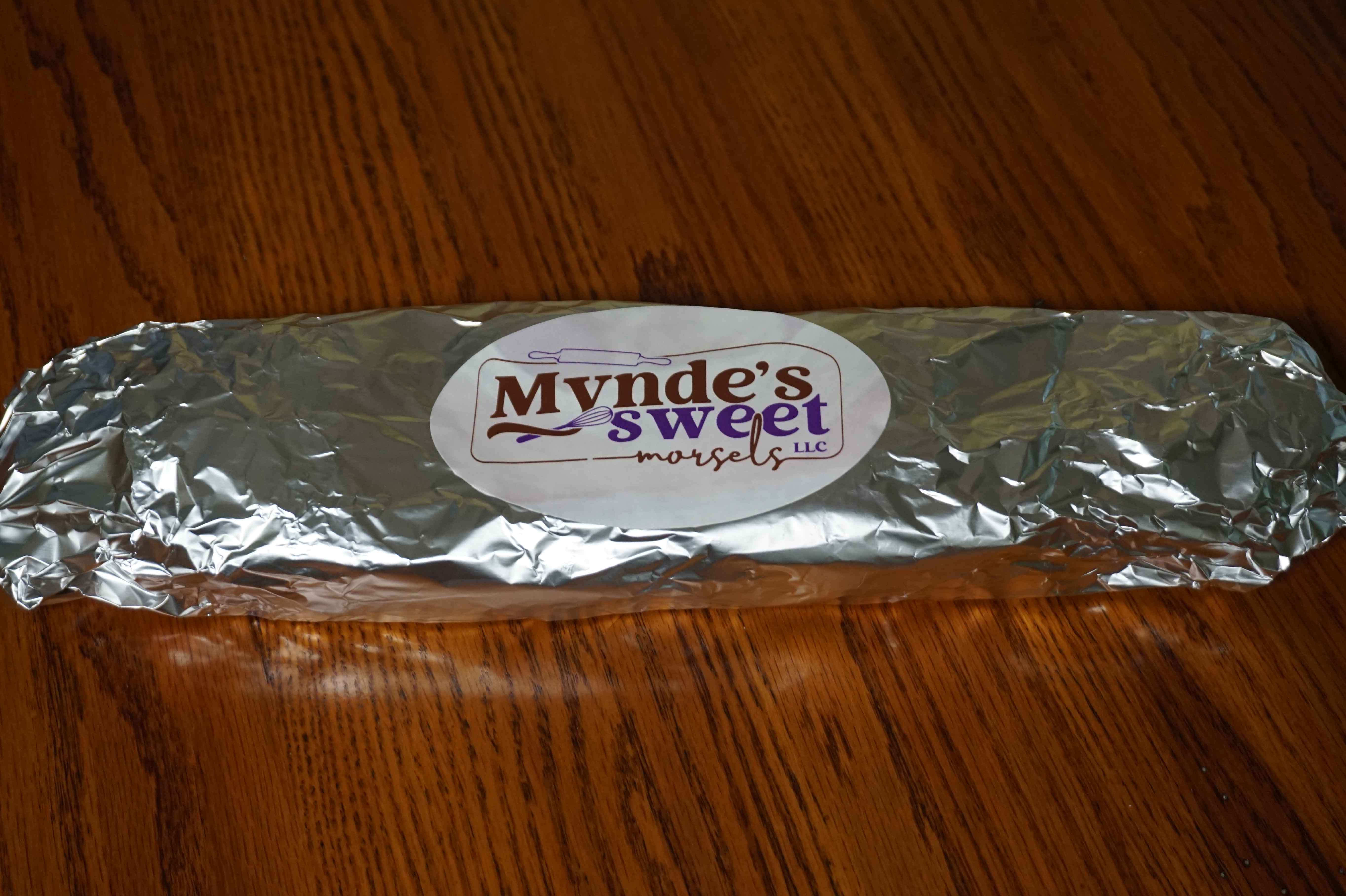 Mynde's Sweet Morsels kolachi wrapped in foil with logo